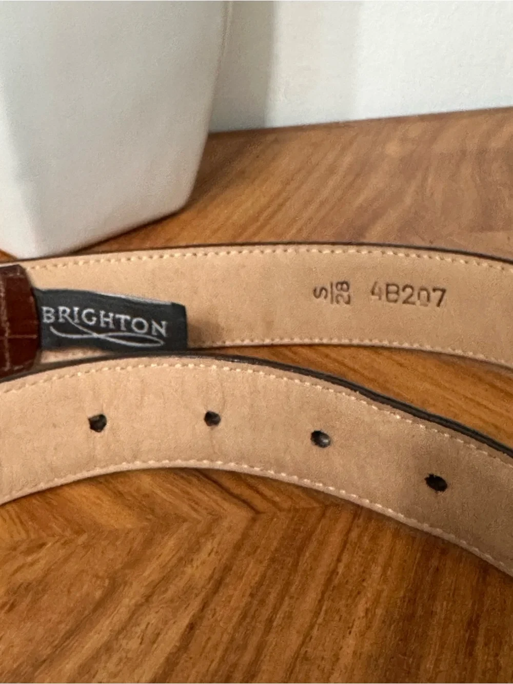 Vtg 90’s Brighton  Brown Croc Embossed Leather Silver Heart Western Belt SZ 28